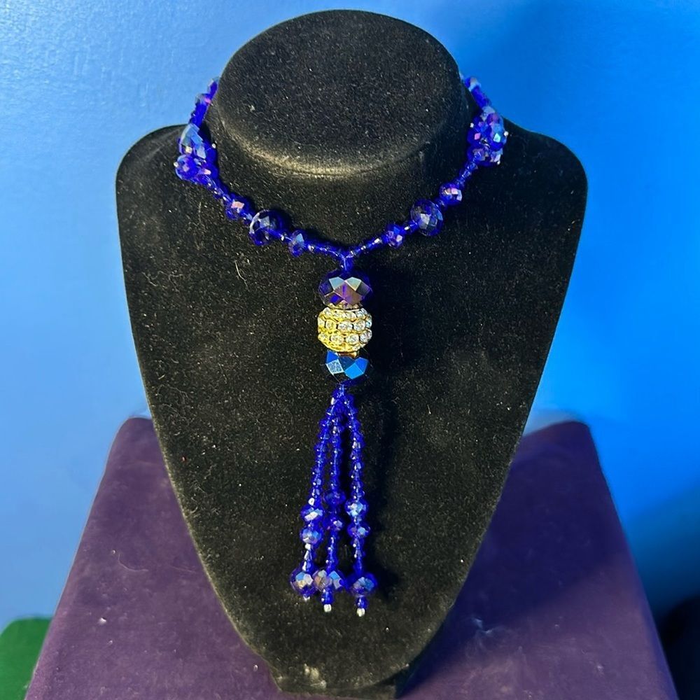 Glass Bead Necklace Matinee Length Boho Style Statement Jewelry Gift